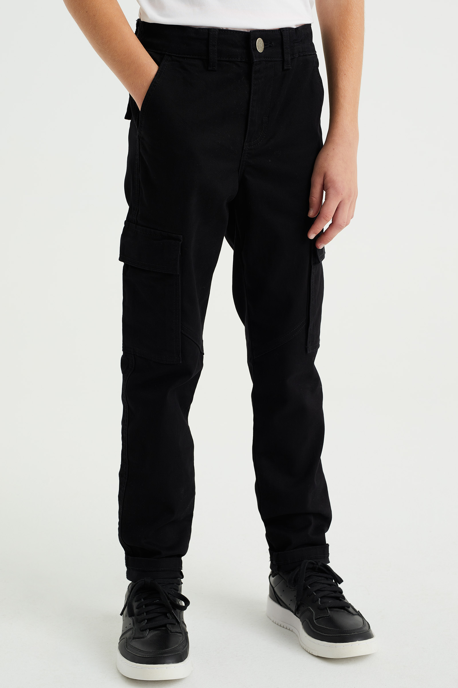 Jongens slim fit cargobroek met stretch Blue Ridge Zwart