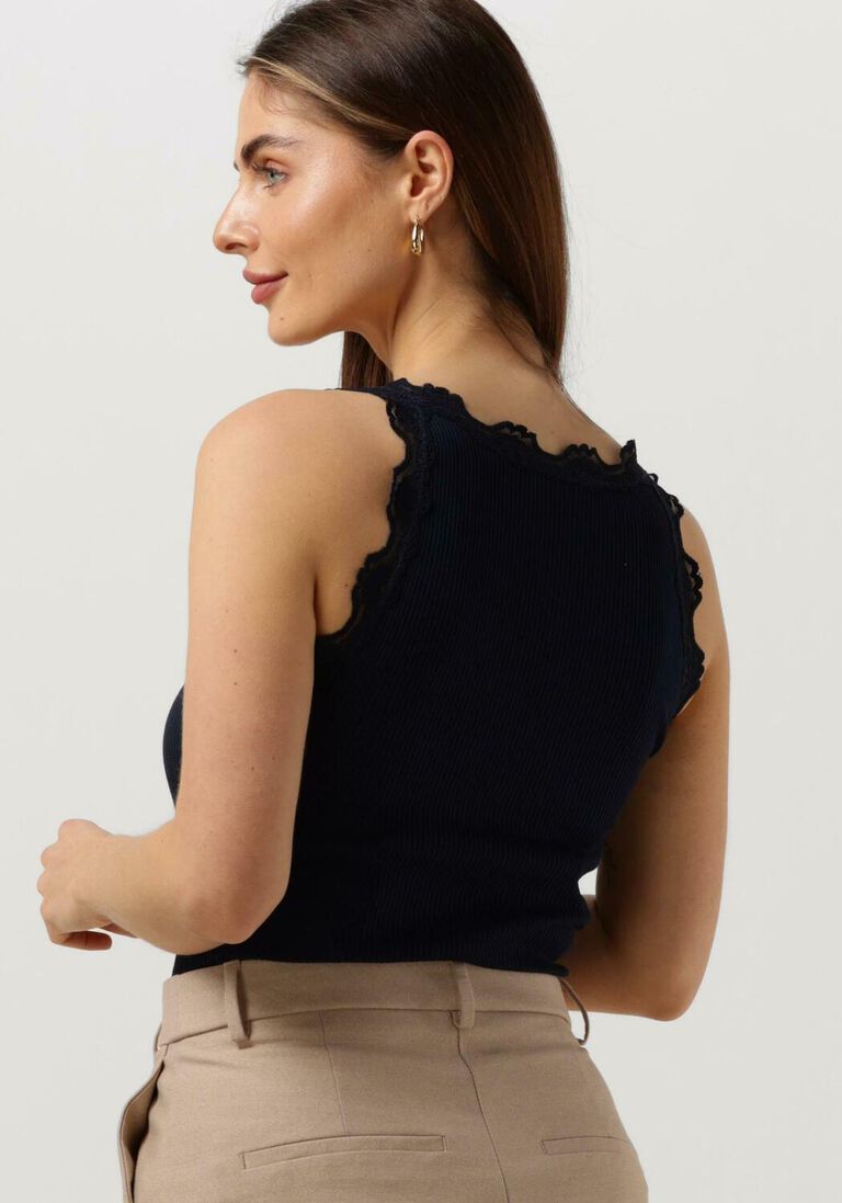 ROSEMUNDE donkerblauwe rosemunde top silk top w/ lace