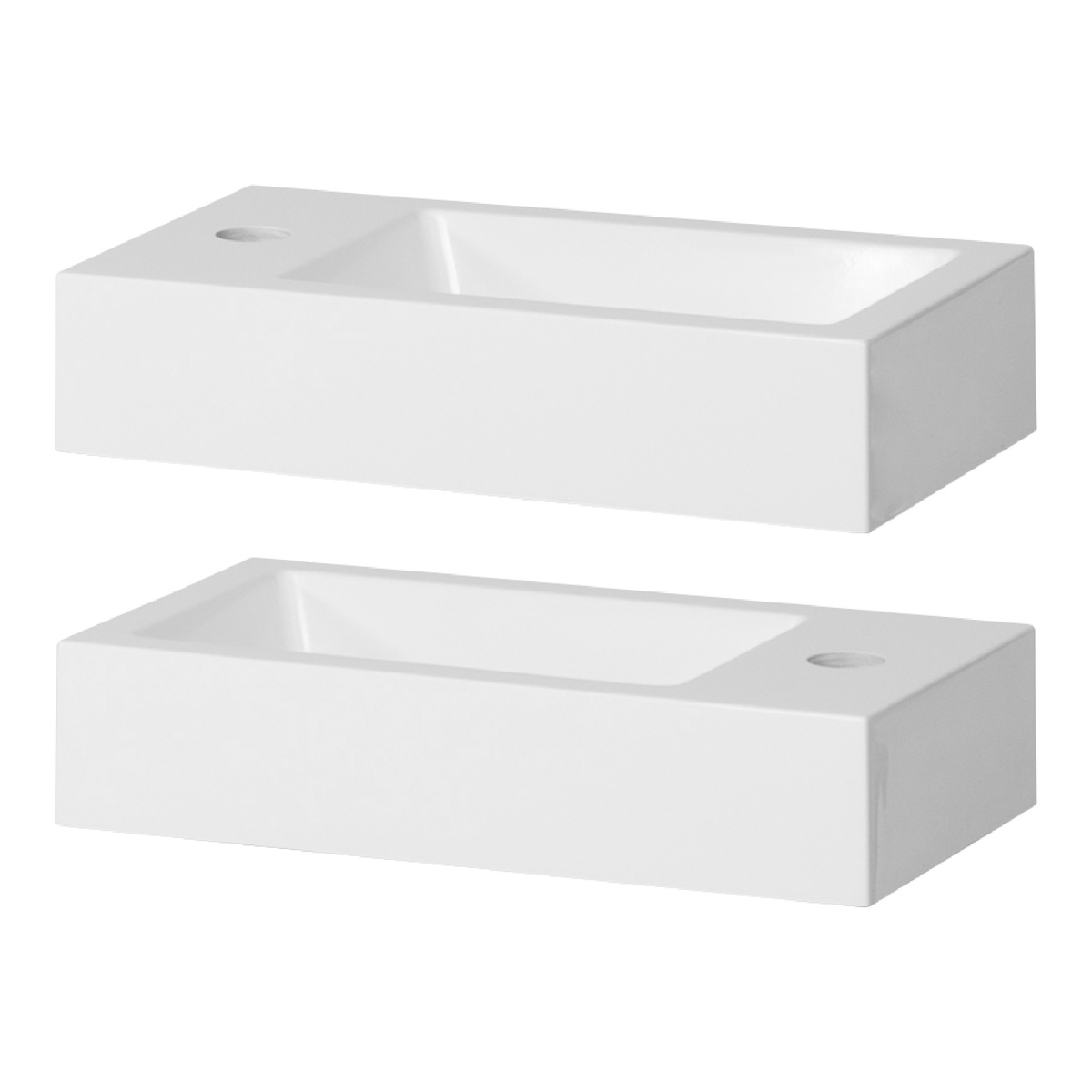 Brauer Solar Thick fontein mineraalmarmer 40x22cm met kraangat wit glans