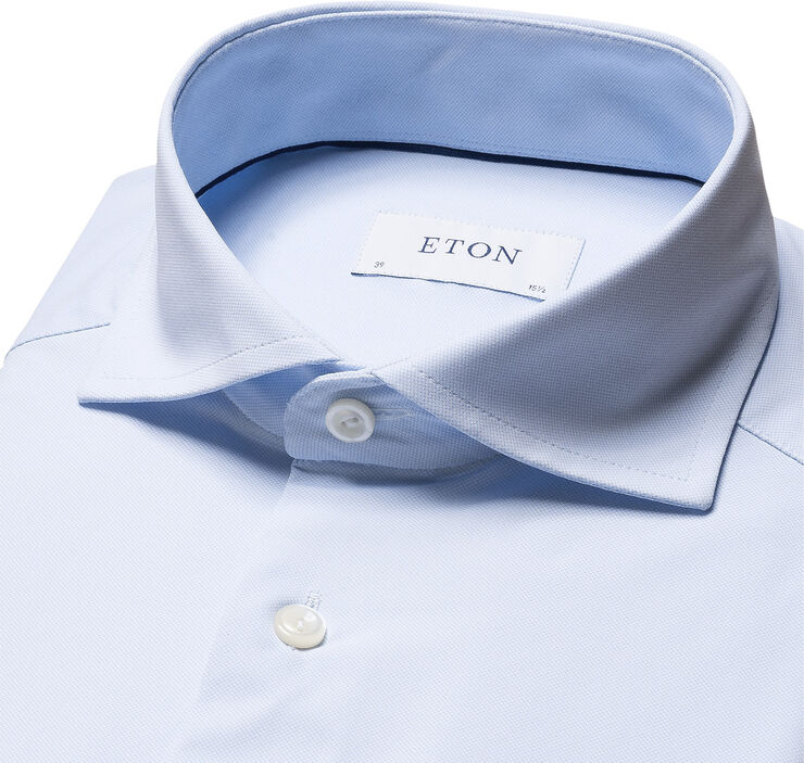 ETON Light Blue Four-Way Stretch Shirt - Contemporary Fit Blå