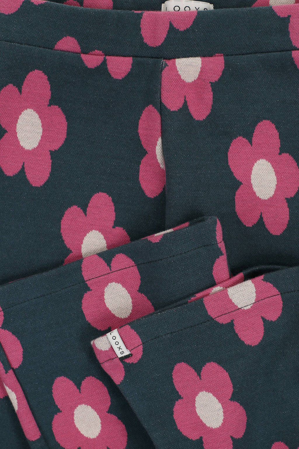 gebloemde flared broek donkergroen/paars