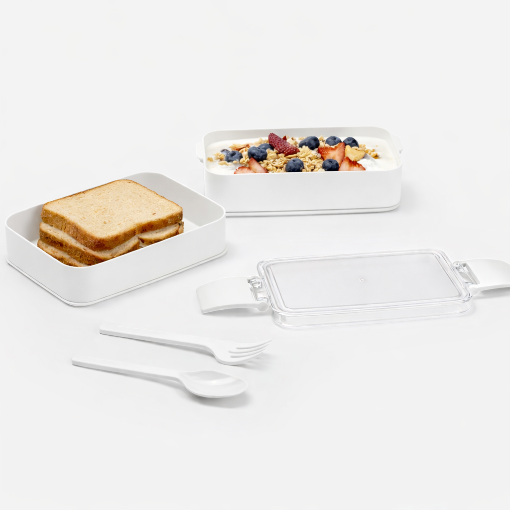 HEM 2-laags lunchbox met bestek - White