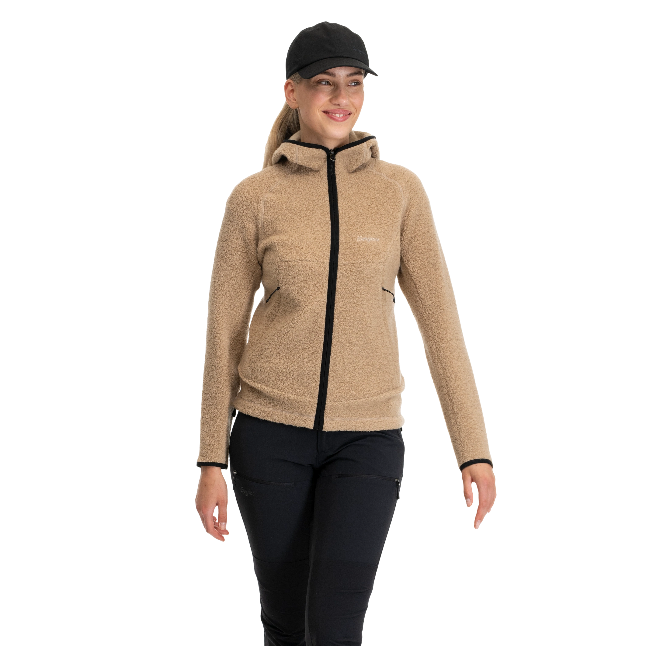 Vaagaa Merino Terry Midlayer Hoodie Women Sandstone