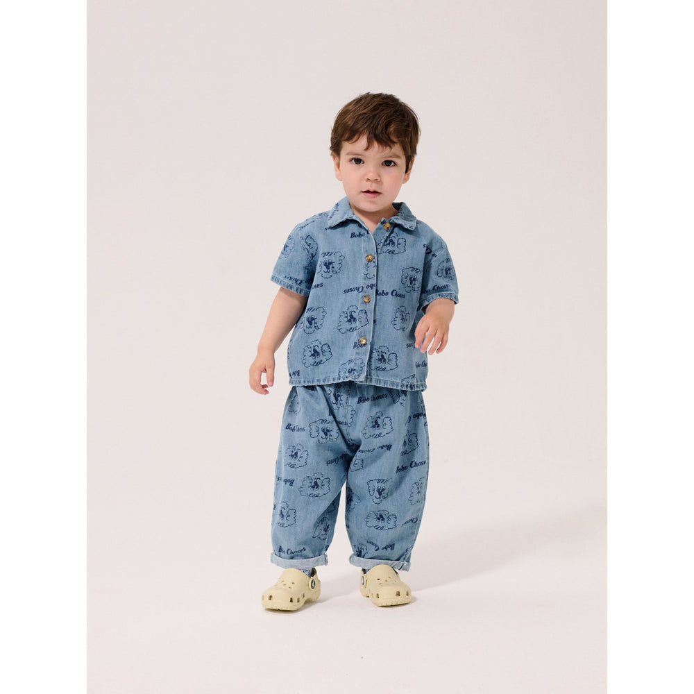 Køb Bobo Choses Light Blue Pickles The Dog All Over Denim Skjorte