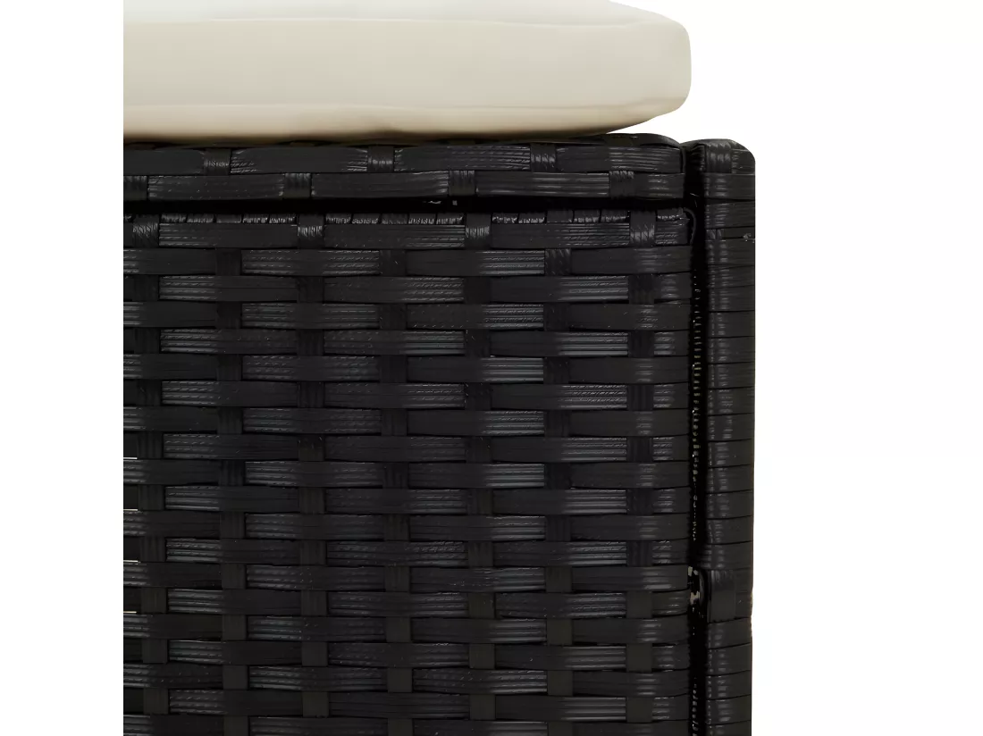 Prolenta Premium - Cadre de bain à remous noir résine tressée bois massif d'acacia