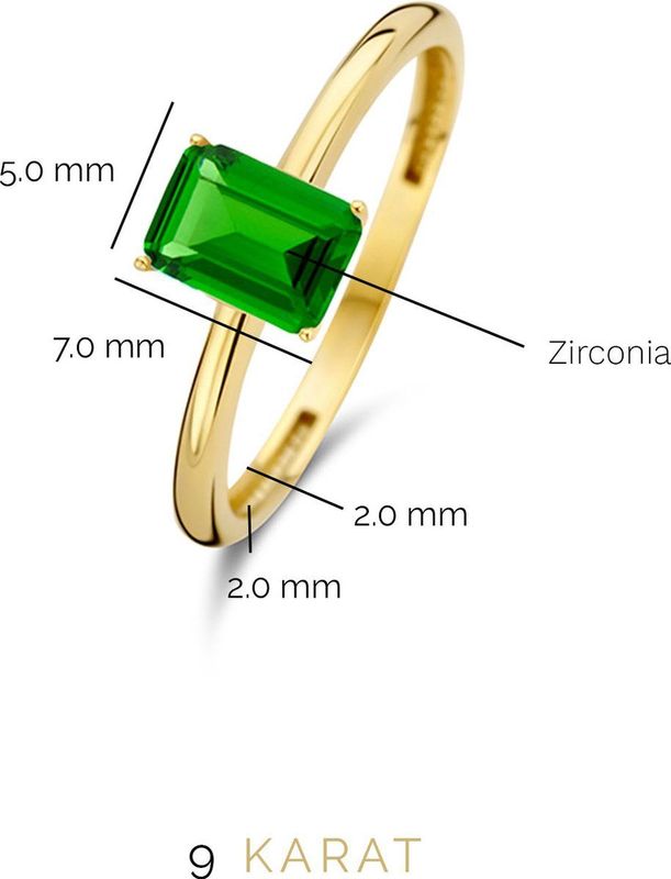 Beloro Jewels - La Milano Colori - Dames Ring - Goud/Groen - 9 Karaat
