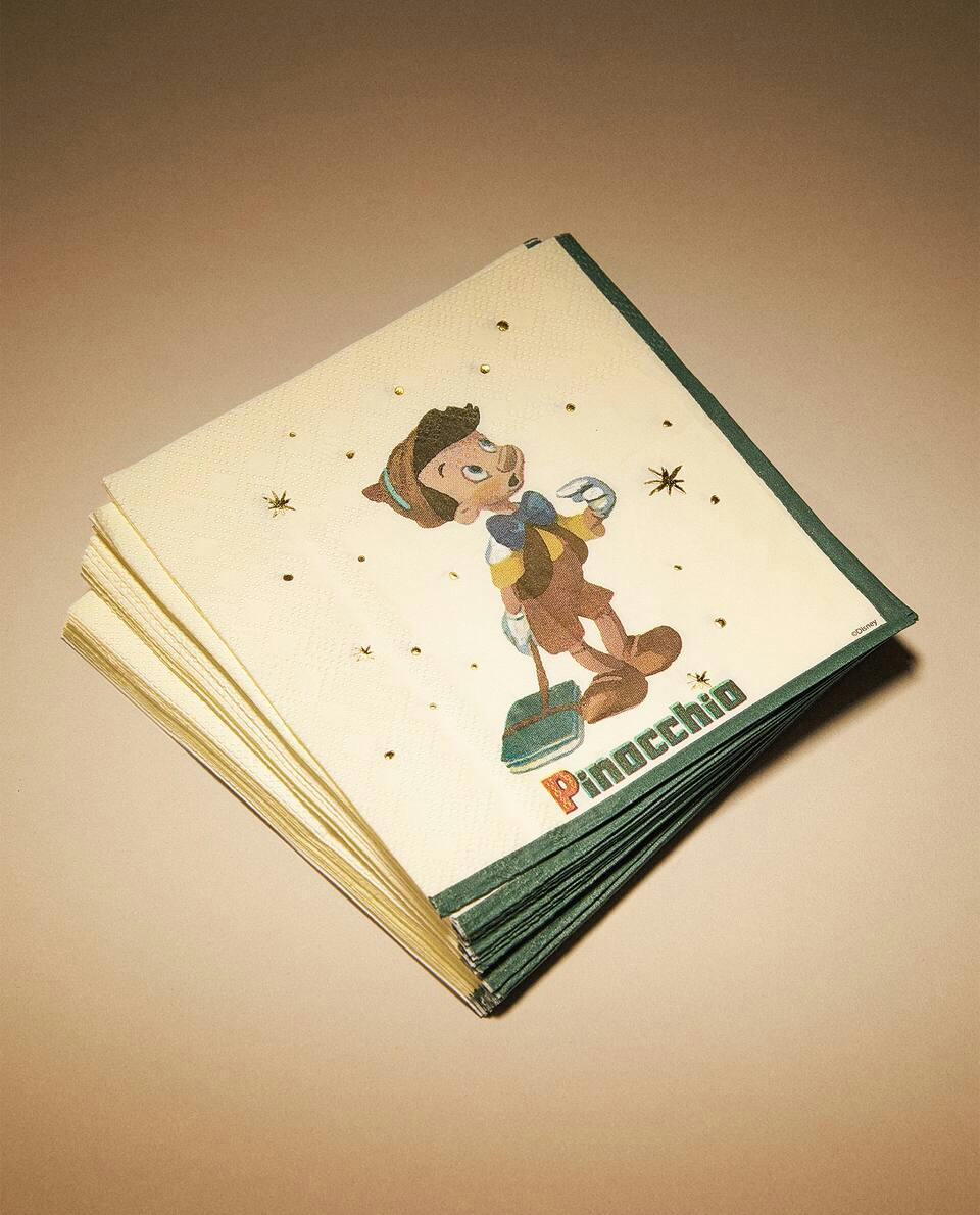 PACOTE DE GUARDANAPOS DE PAPEL INFANTIS DO PINÓQUIO DA DISNEY PARA O NATAL (PACOTE COM 20)