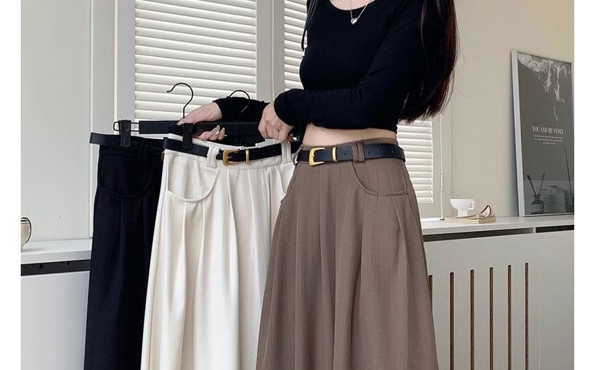 Metticus - Hoge taille effen maxi A-lijn rok