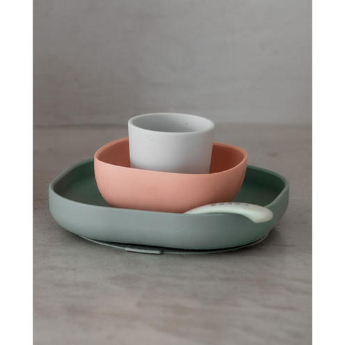 Coffret repas silicone 4 pièces Eucalyptus - BEABA
