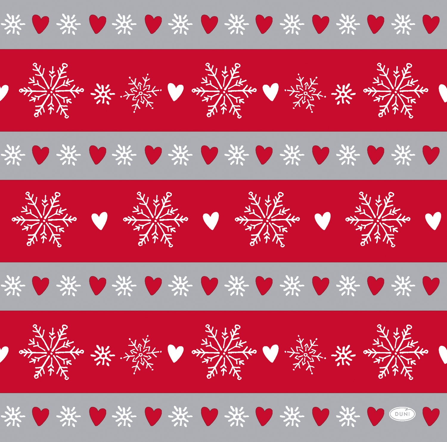 Duni servet Winter Flakes Hearts rood 40 x 40 cm 20 stuks