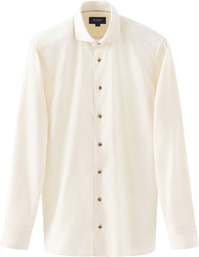 ETON Contemporary Fit White Fine Whale Coruroy Shirt Hvid