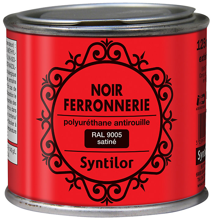 Peinture extérieure fer antirouille noir satiné Syntilor 125ml