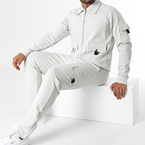Ensemble Veste Zippée Et Pantalon Jogging LL717 Gris Clair