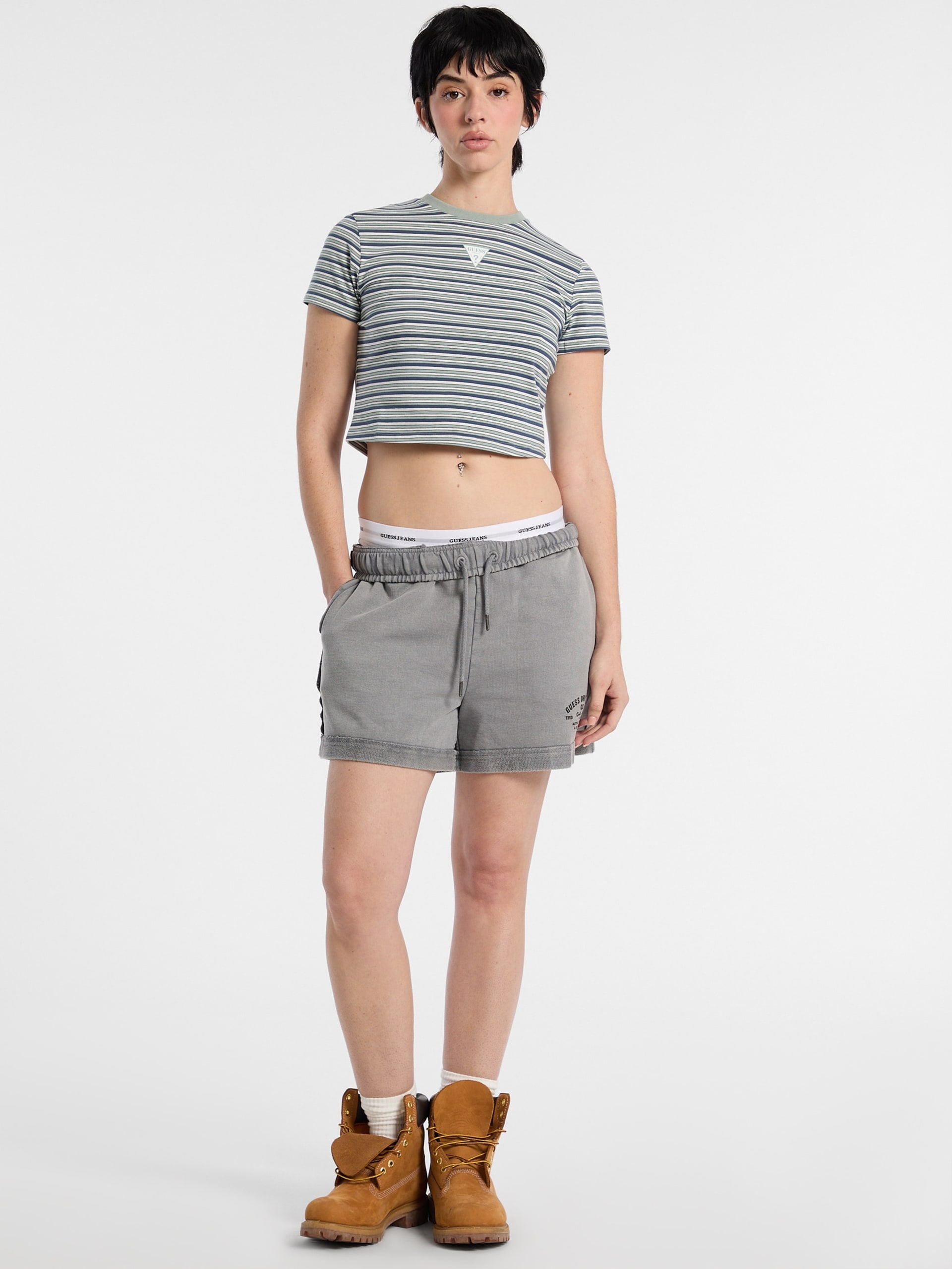 Camiseta infantil listrada Eco GUESS Originals Core