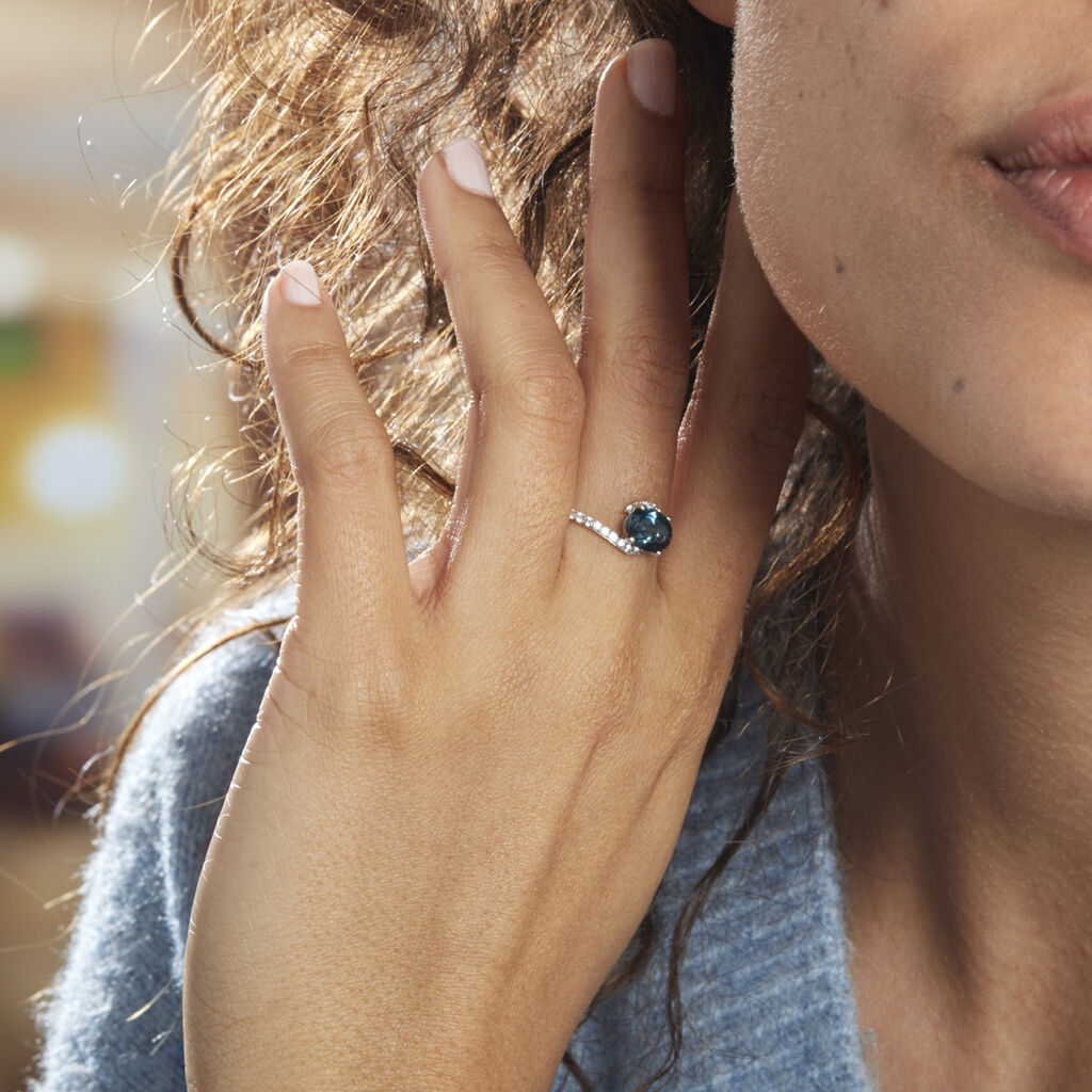 Bague Or Blanc Erwin Topaze Oxydes De Zirconium
