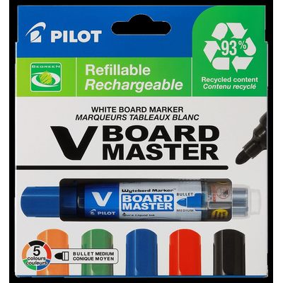 Pilot V BOARD MASTER - 5 Marqueurs effaçables - pointe ogive moyenne - couleurs assorties