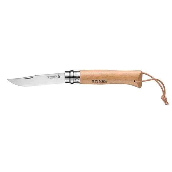 Couteau pliant N°8 lame inox 8,5 cm avec lanière Baroudeur Opinel