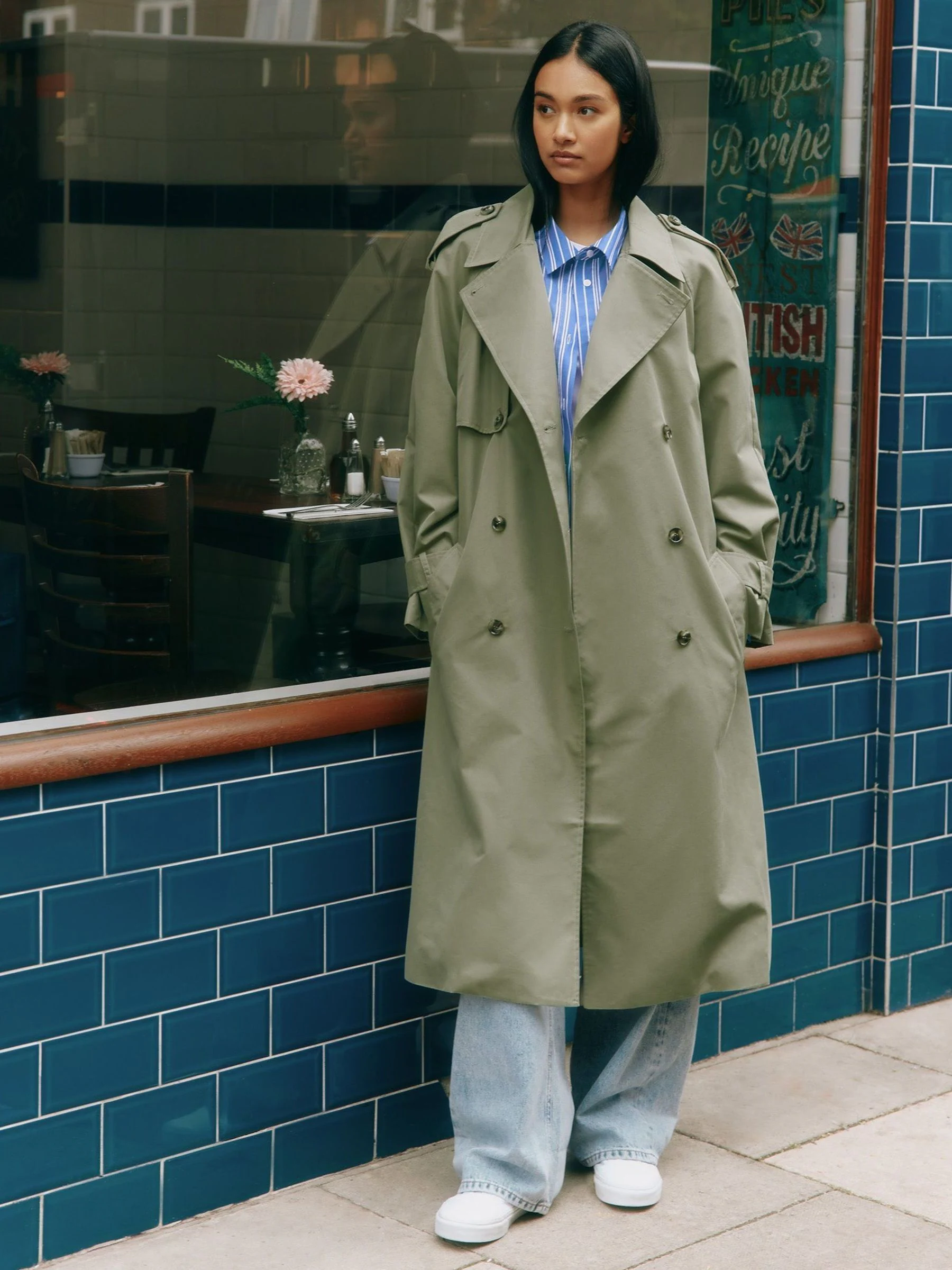 Albaray Green DB Classic Trench Coat