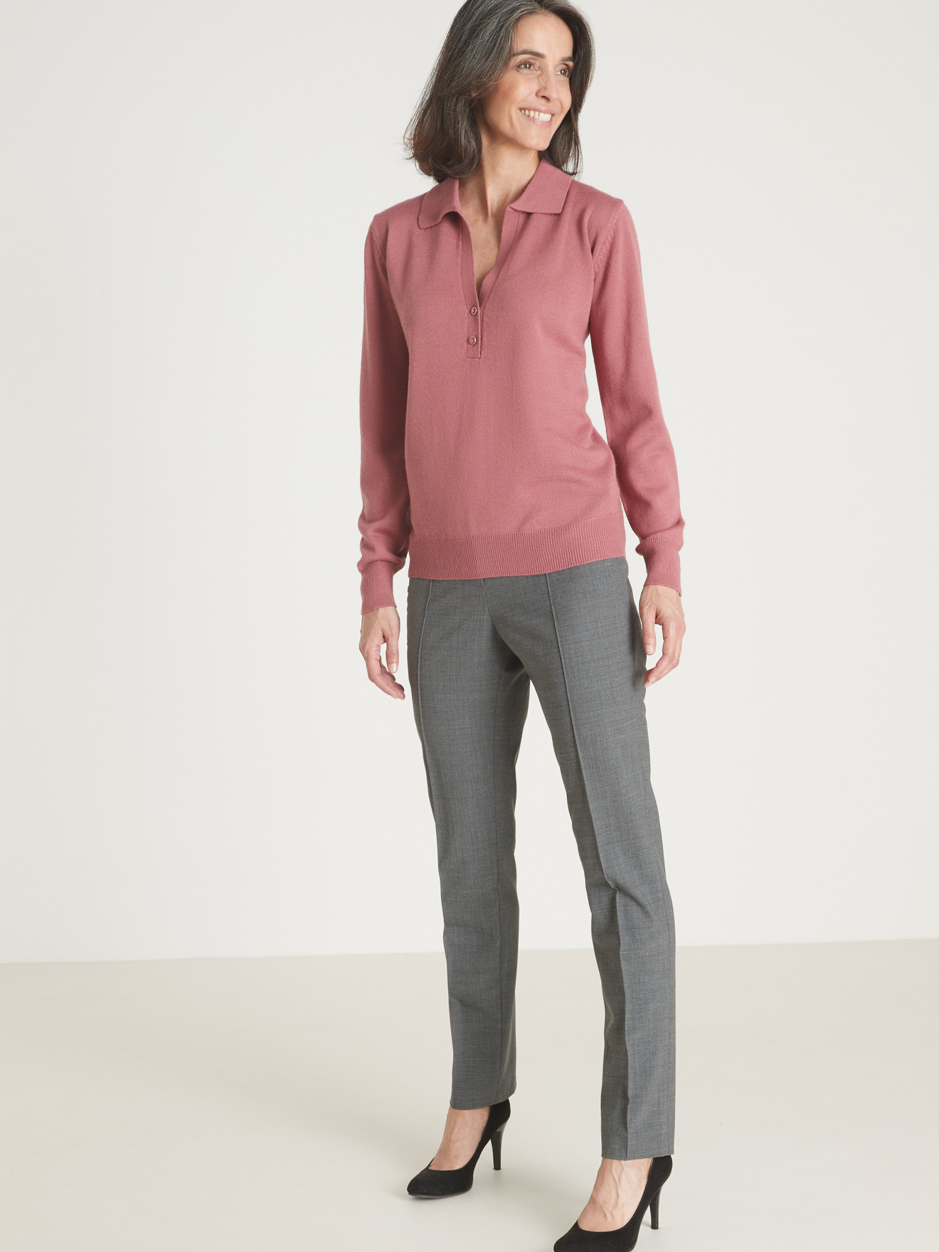 Pull col polo 50% laine mérinos
