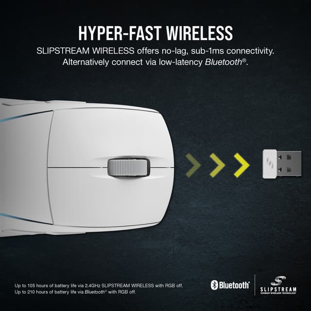 Corsair M75 RGB trådløs gaming-mus (hvid)