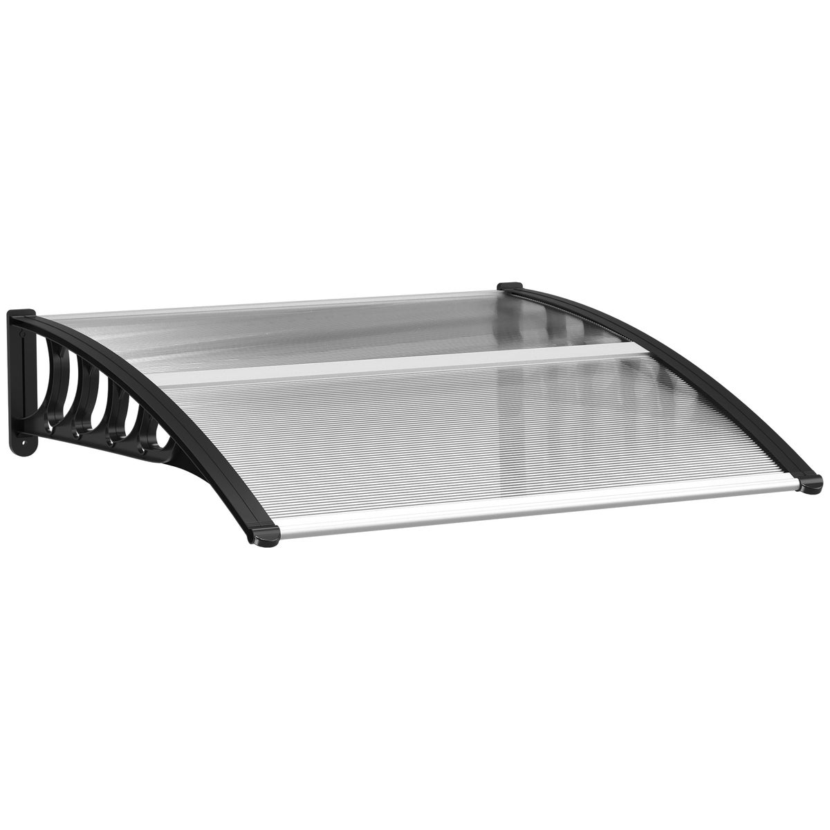 Outsunny Aanbouwluifel voor voordeur 103 x 96,5 x 27 cm Dak met UV-bescherming, regenbescherming, zonwering voor buiten, aluminium, zwart