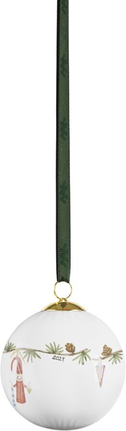 Kähler Hammershøi Christmas Kugle 2024 Ø6 cm hvid m. deko Hvid