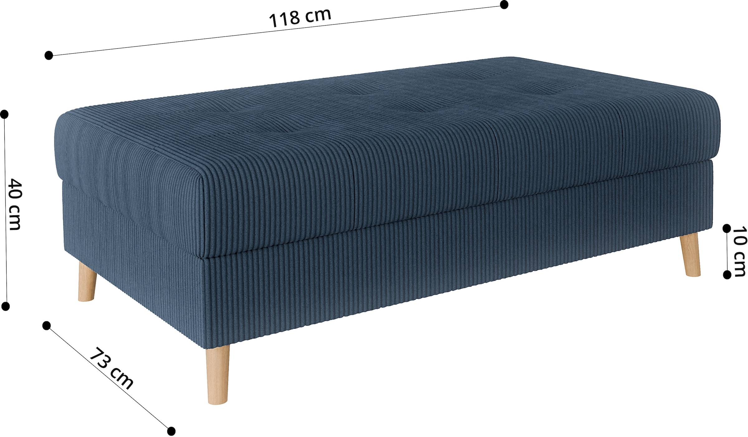 Home affaire Polsterhocker »CHARRE XXL, Steppung im Sitzbereich, Masse: B/T/H: 118/73/40 cm« passend zur Serie CHARRE, auch in Cord und Bouclé,