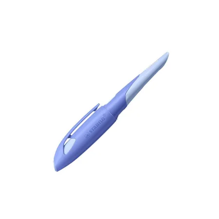 Ergonomischer Schulfüller für Rechtshänder mit Anfänger-Feder A - STABILO EASYbirdy Pastel Edition in blau/hellblau - Einzelstift - inklusive Patrone und Einstellwerkzeug - Schreibfarbe blau (löschbar)
