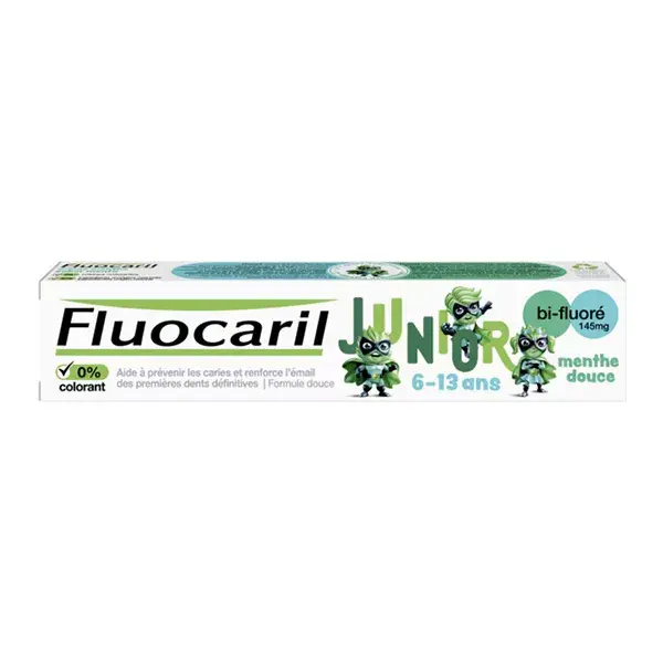 Fluocaril Junior, Pasta de dentes para crianças de 6 a 12 anos, menta suave, 75ml