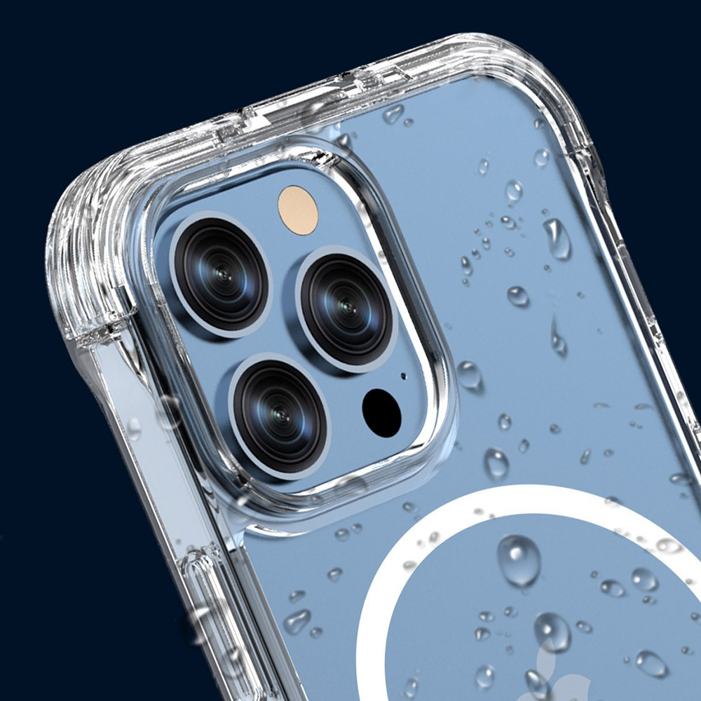 iPhone 14 Pro Max MagSafe Hybrid Hülle TPU Bumper Acryl Rückseite Air Cushion Fallschutz   Kickstand Halterung - Transparent