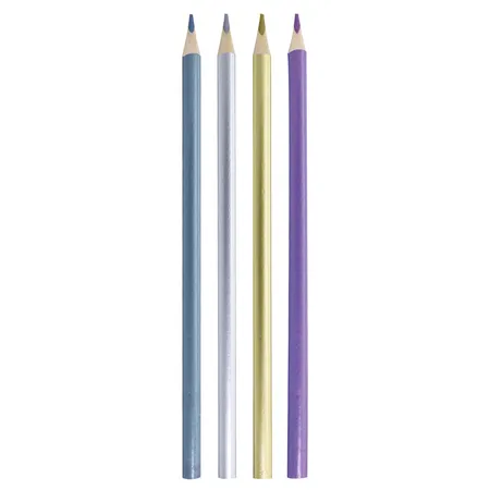 Idena 10522 Buntstifte mit Metallic-Effekt, 4 Farben, dreikant