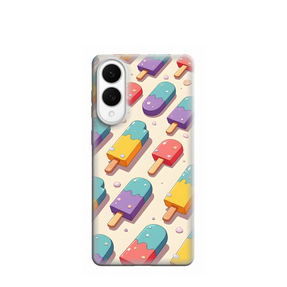 Samsung Galaxy S25 Edge Gummi Hülle Eis am Stiel 1 - Blau / Gelb / Rot