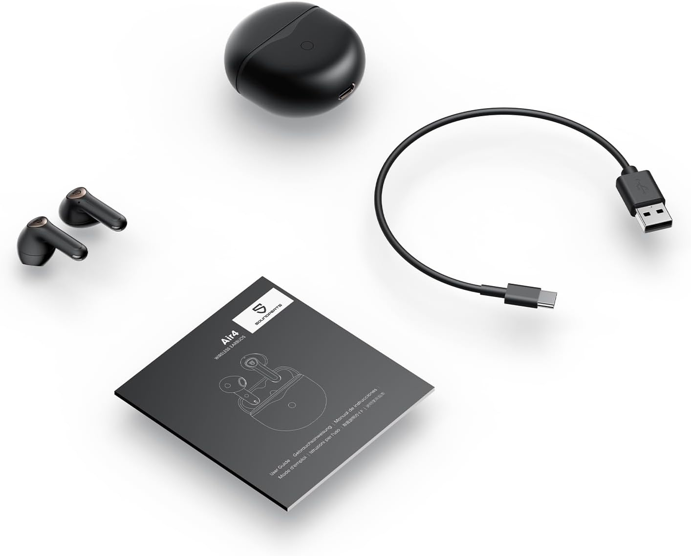 Air 4 True Wireless Bluetooth 5.3 In-Ear Kopfhörer - 6 Mikrofone IPX4 mit Ladecase (B0DF76ZJNS) - Schwarz