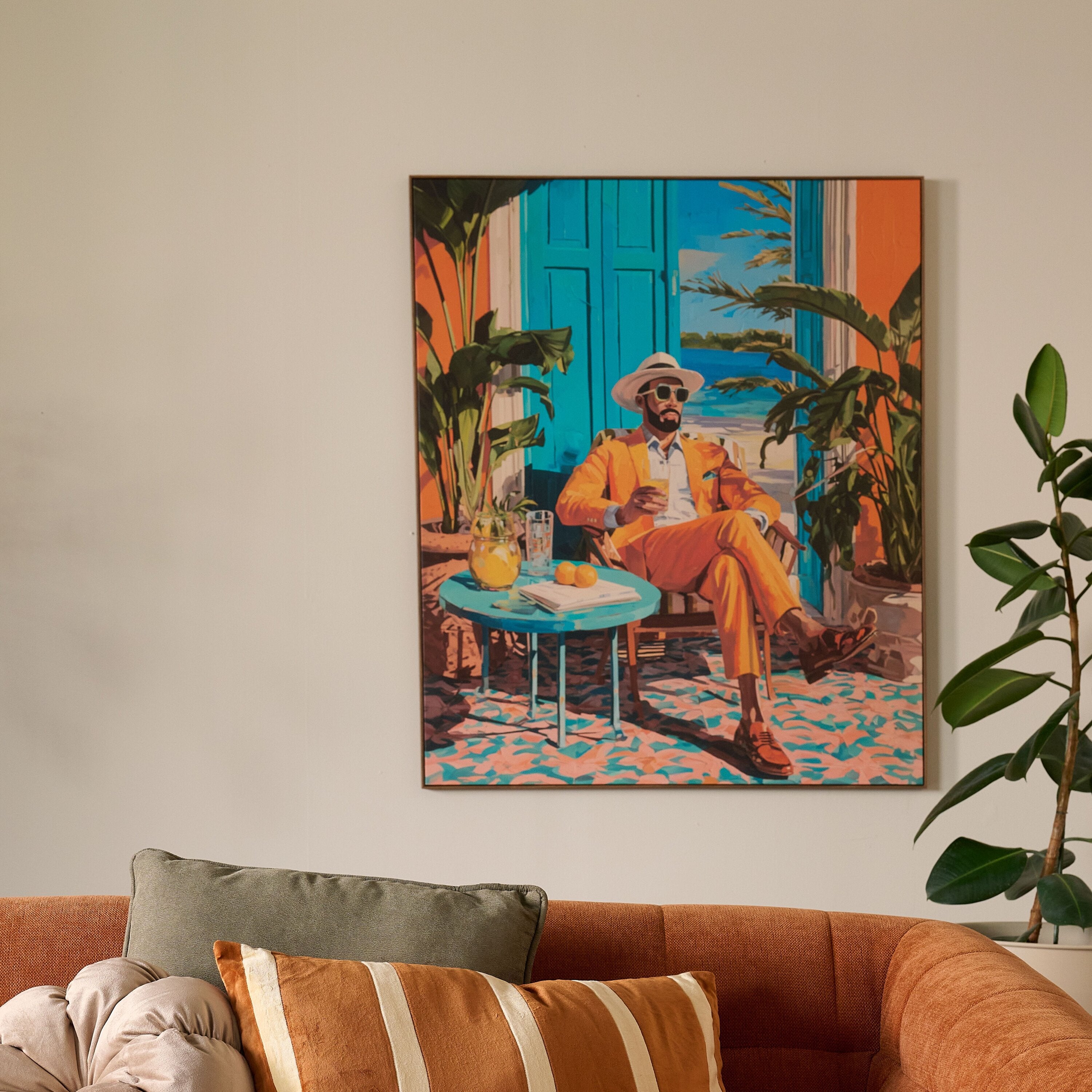 by fonQ Tropic Gent Schilderij 100 x 120 cm - Walnoot