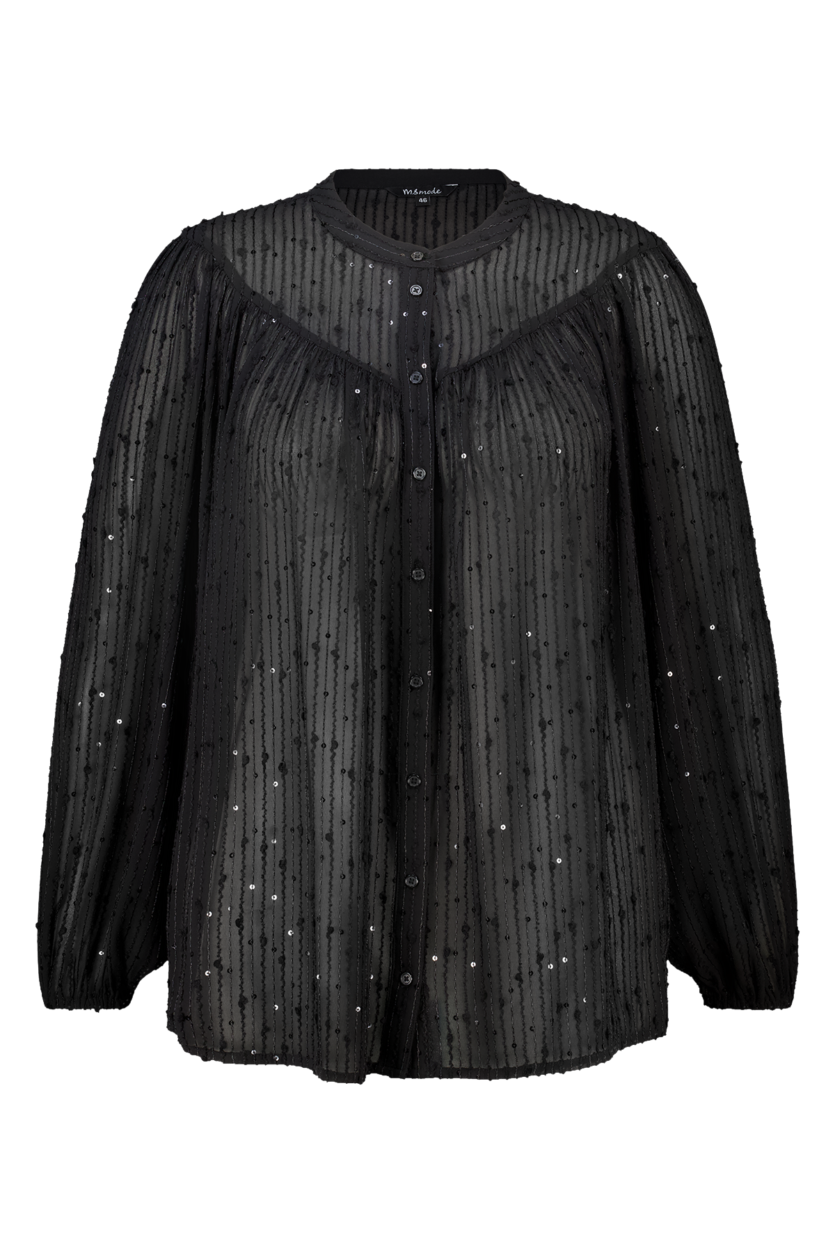 Sheer blouse met pailletten Zwart