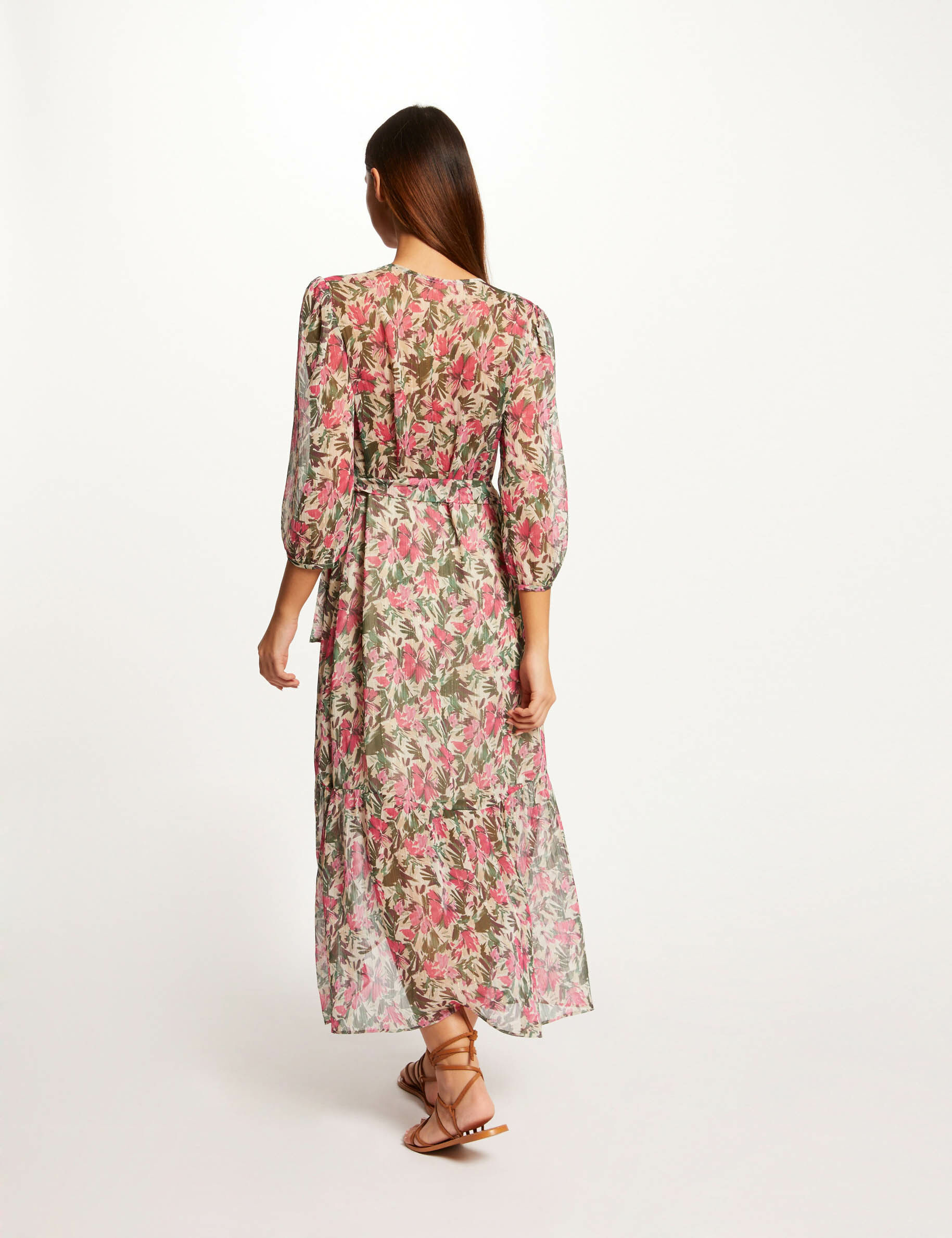 Robe midi portefeuille imprimé floral multico femme - multico