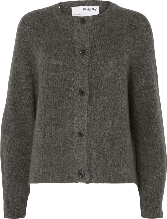 Selected Femme SLFLULU LS ALPACA BLEND KNIT SHORT CARDIGAN B NO Grå