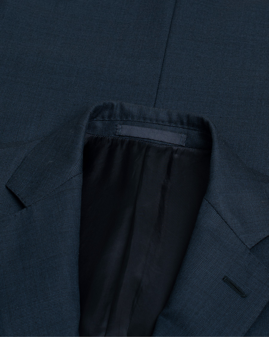 Caruso Check Wool Suit Navy 46