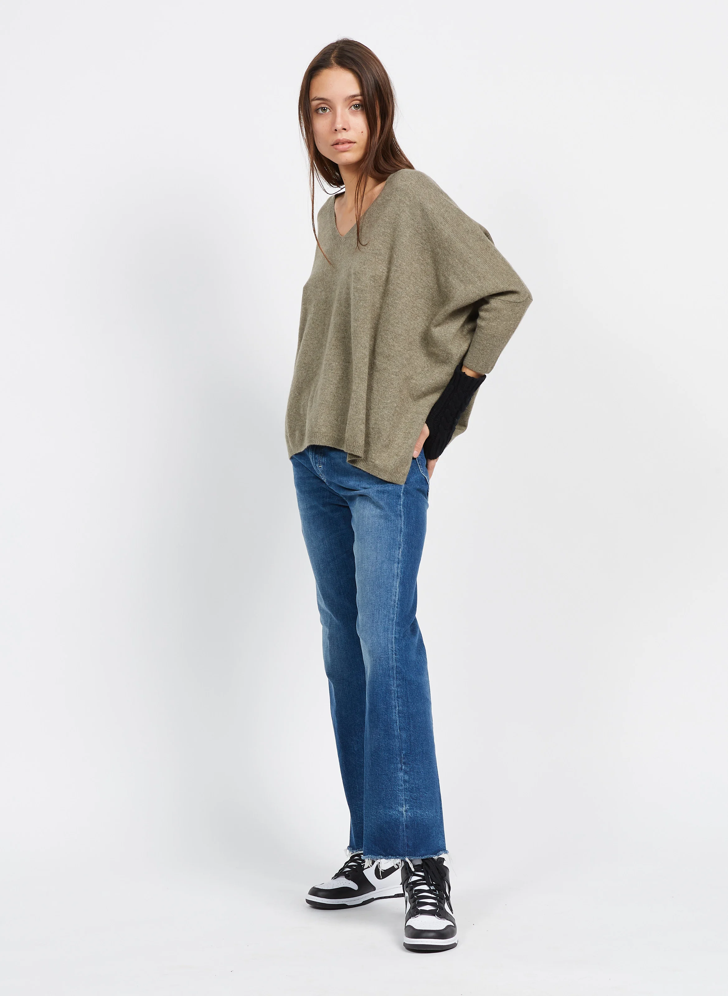 MINIE - Pull col V oversize en cachemire | Vert