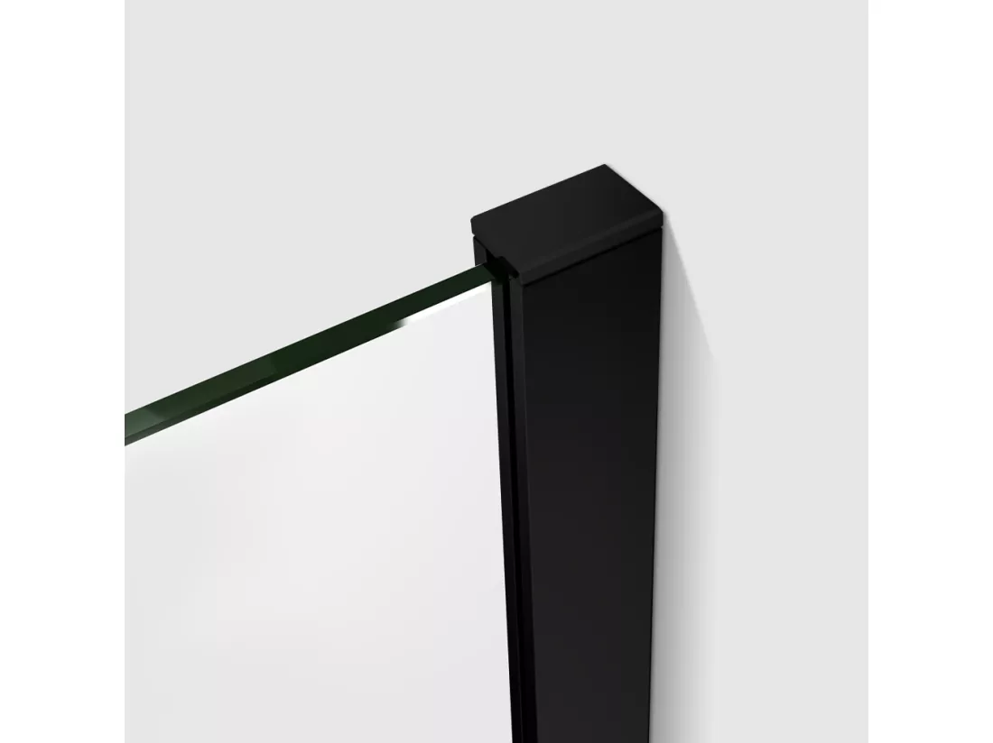 Paroi de douche fixe à l'italienne 120x200cm - Noir Mat - Verre 8mm anticalcaire, sans barre de fixation