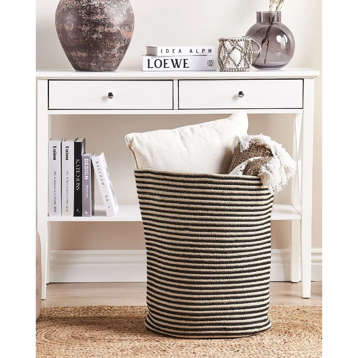 Beliani YERKOY - Panier en coton beige et noir