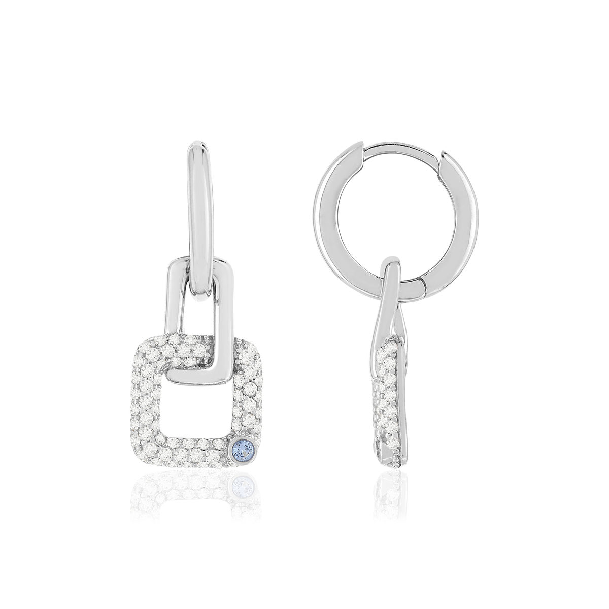 Boucles d'oreilles argent 925 zirconias pierres imitation topaze