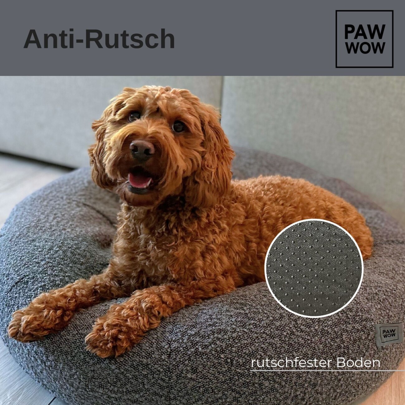 PAW WOW Hundebett LENI Bouclé Grau