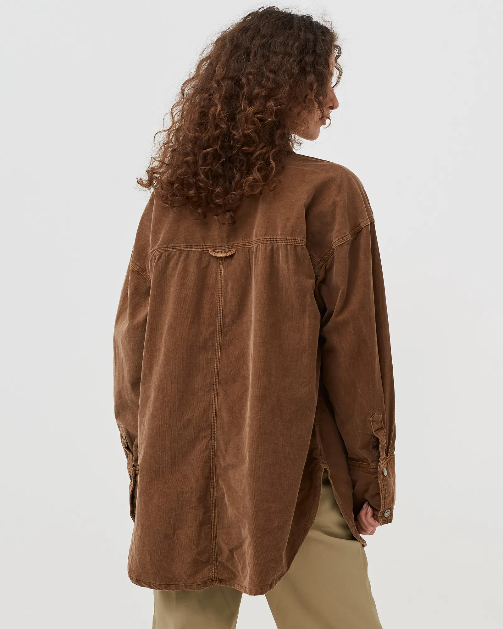 Free People BABY CORD BUTTONDOWN WVN TOP