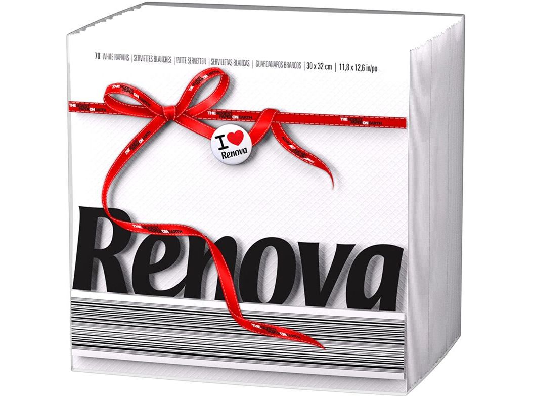 GUARDANAPOS DE FOLHA SIMPLES TIPO E RENOVA BRANCO 30X32CM 70 UNIDADES
