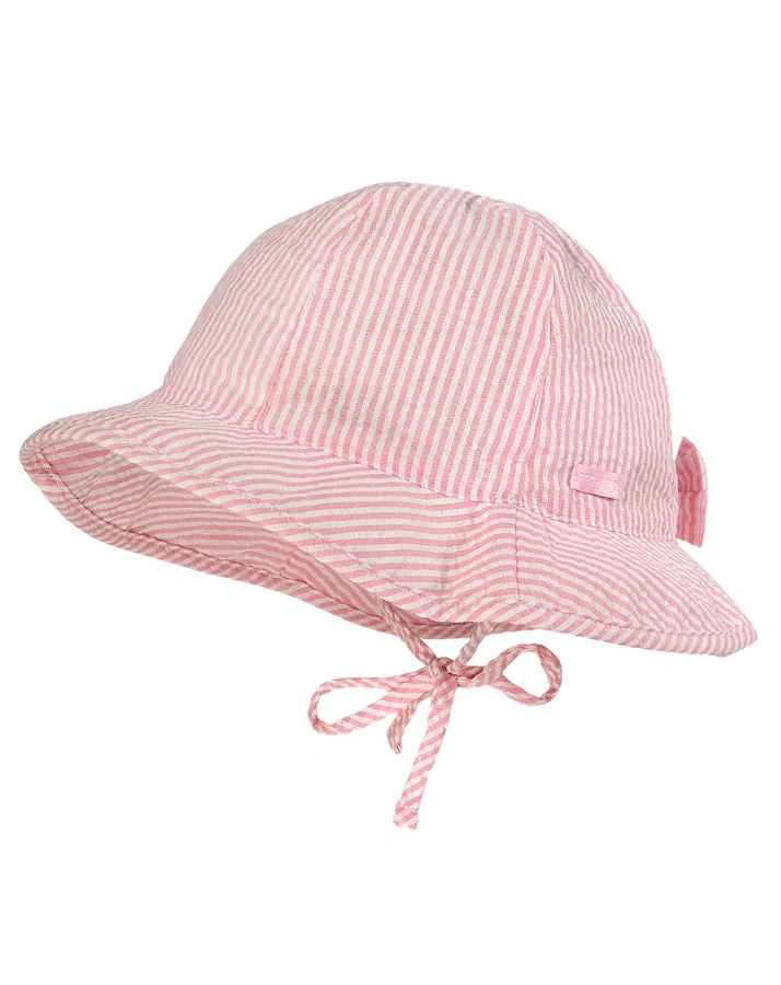 Sommerhut STREIFCHEN mit Schleife in rosa/weiß