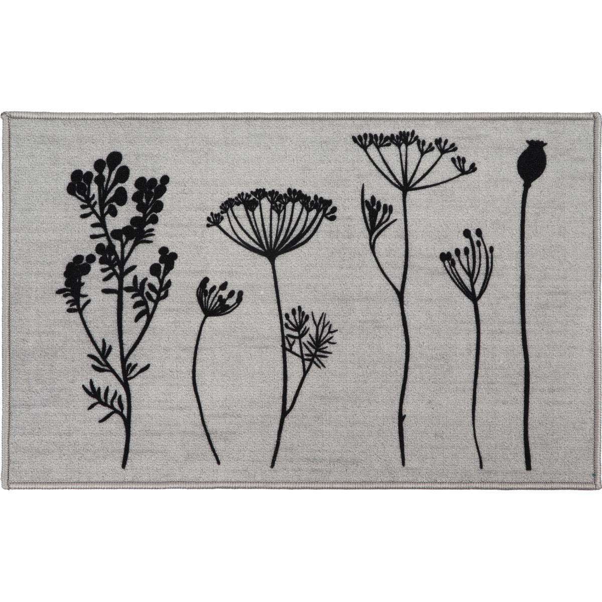 TAPIS IMPRIME 50X80CM POLYAMIDE HERBIER GRIS