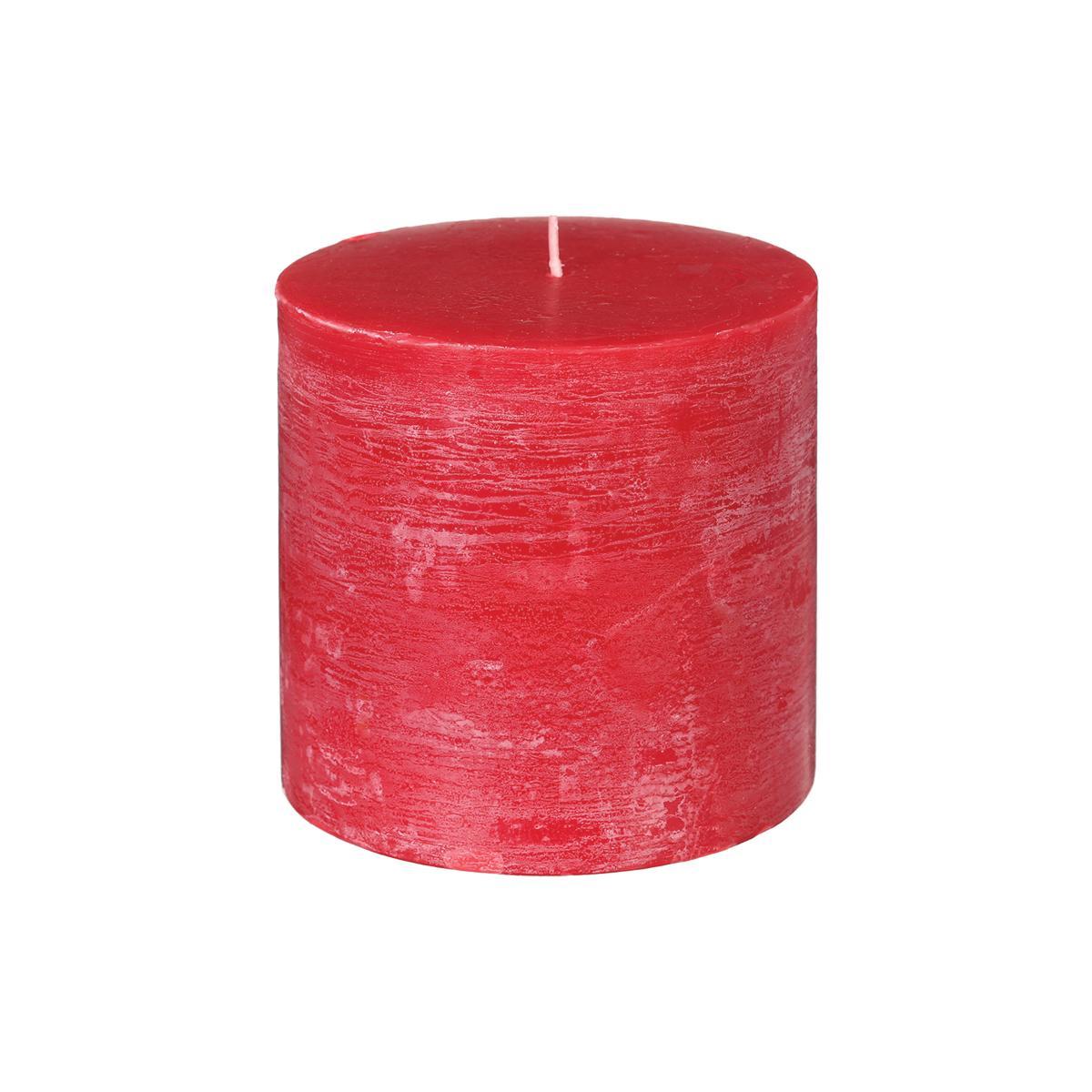 BOUGIE RONDE RUSTIC ROUGE 10X10CM