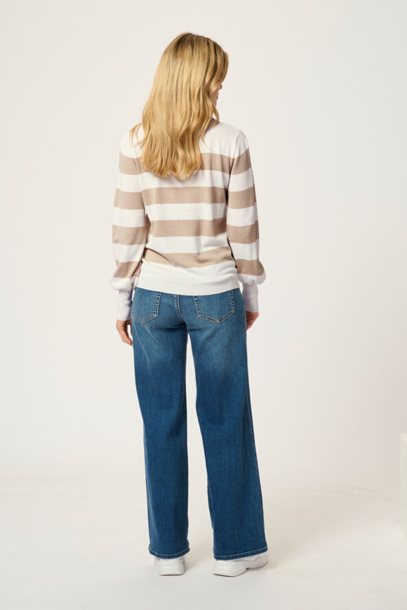 Kaffe KAlizza Striped Pullover Chalk/feather grey bold stripe