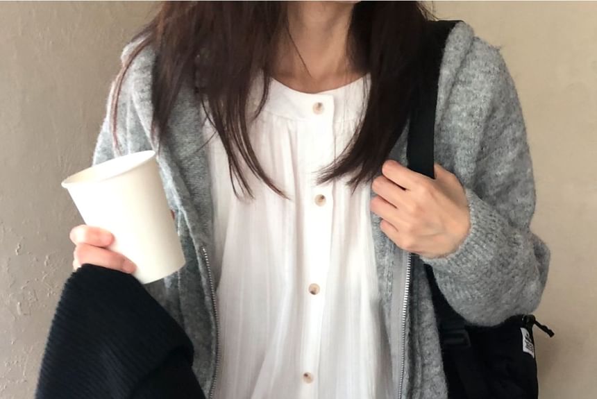 SeoulPop - Blouse met lange mouwen en knoopjes